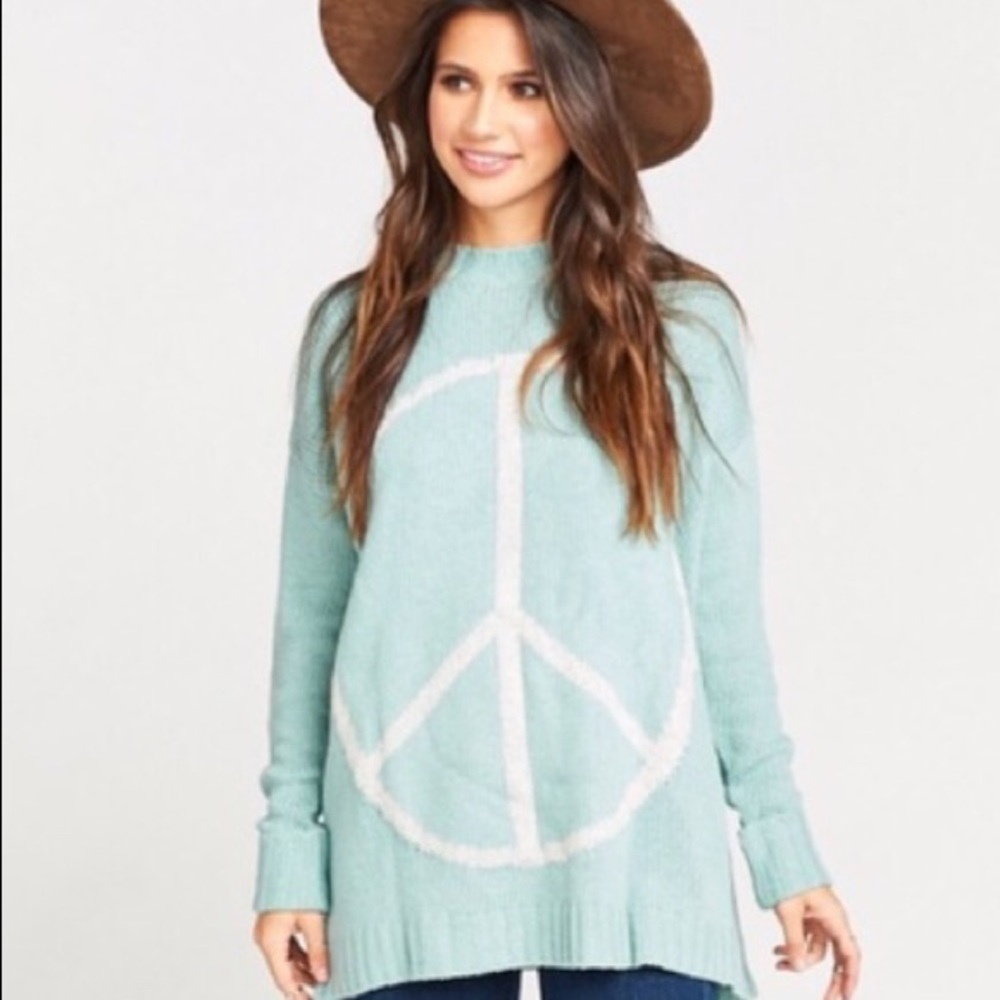 NWT Show Me Your Mumu Fireside Peace sign sweater